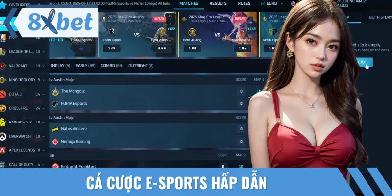 Các giải đấu E-Sports danh giá đều được 8XBET tích hợp dầy đủ